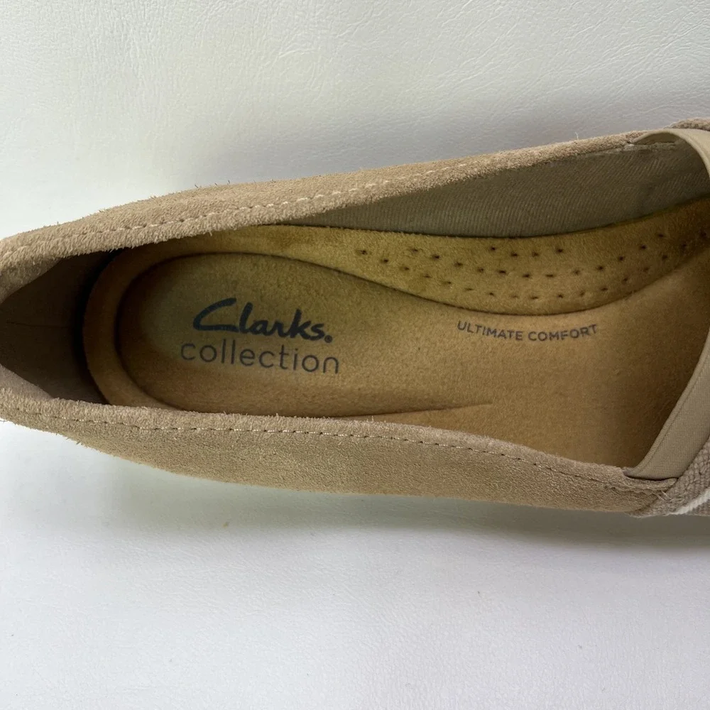 Clarks Womens‎ Serena Paige 9.5 Suede Stripped Canvas Slip On Espadrilles Ortho